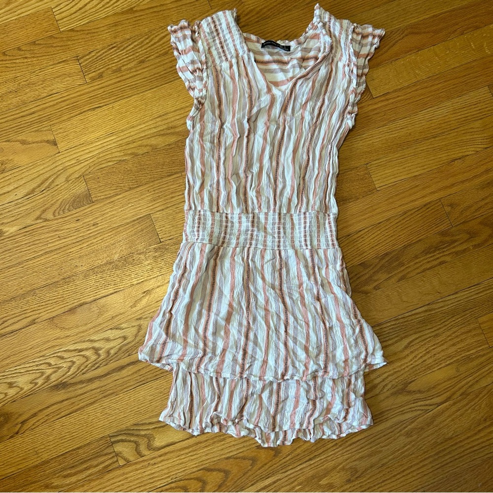 Black Tape White and Pink Ruffled Tiered Sundress